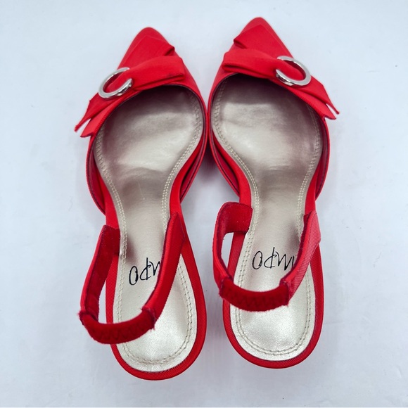 Impo Women’s Size 7.5M Enna Red Bow-Trimmed Pointed Toe Slingback Kitten Heels - Picture 9 of 15